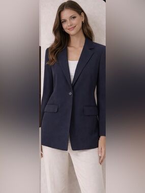 Peter Nygard Navy Single-Button Blazer
